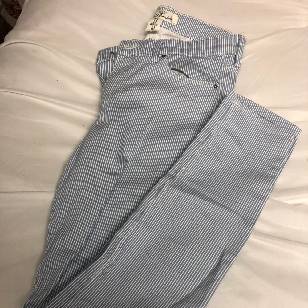Blue and white stripped jeans